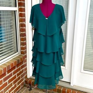 Emerald green formal dress.
